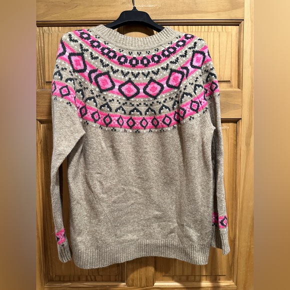 LOFT Pink and Tan Geometric Women's Sweater - Picture 3 of 4